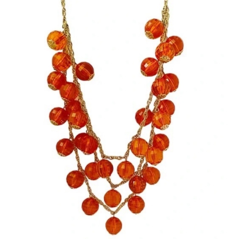 KATE SPADE 2009 Holiday Collection Layered Citrine Orange Vintage Bead Necklace